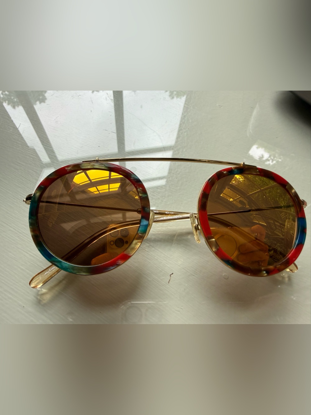 Krewe Conti Round Multicolor Frame Sunglasses with Brown Mirrored Lenses